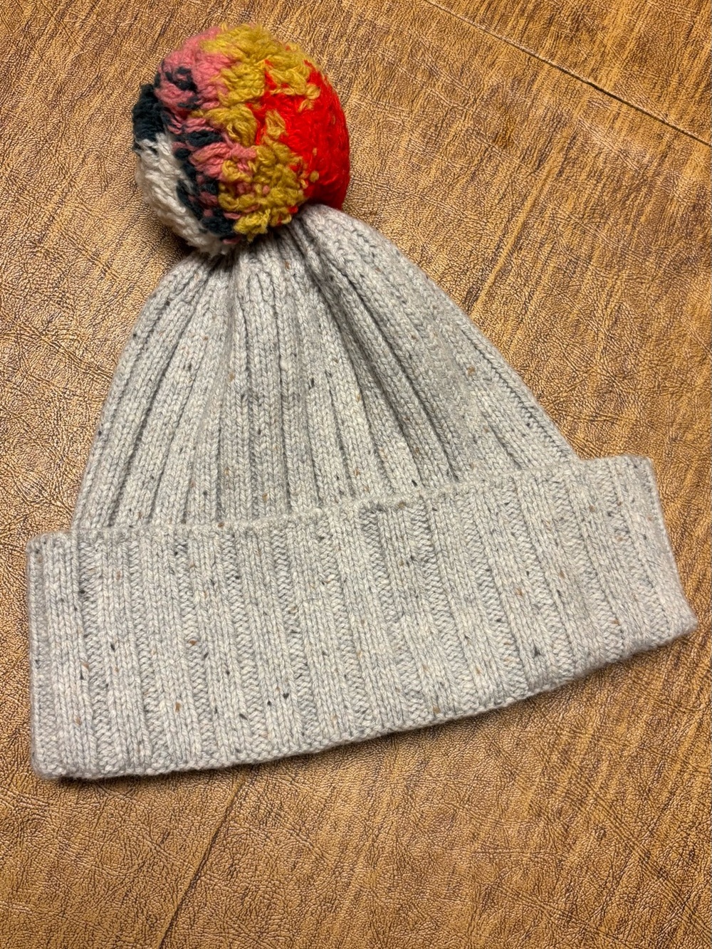 Madewell Ribbed Beanie with Multi-Color Pom - Picture 3 of 7